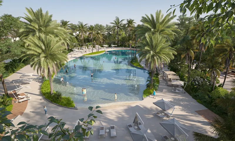 Sobha Elwood / Pool zwischen Palmen und Gärten