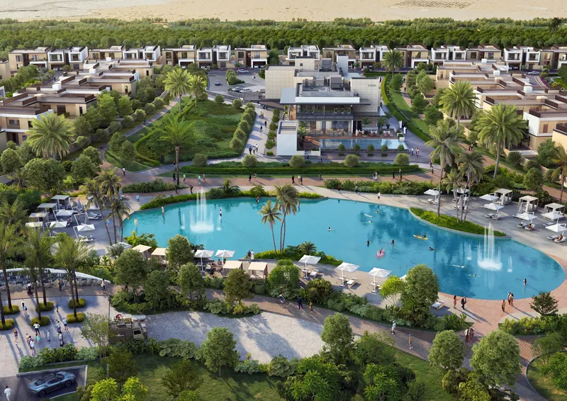 Sobha Elwood / Panorama von Pool, Clubhaus und Villen