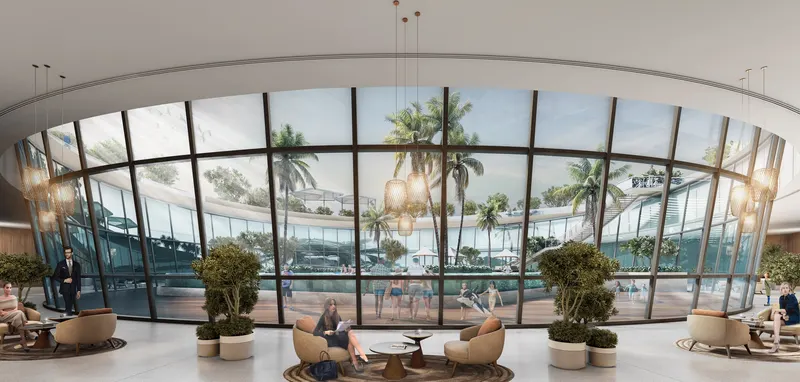Sobha Solis / Panoramic lounge overlooking the pool