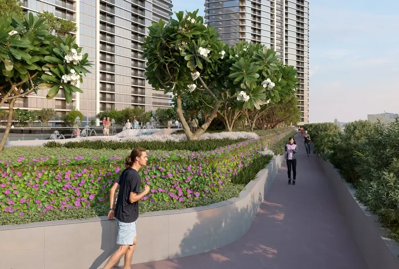 Sobha Solis / Landscaped pathways and residential towers