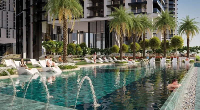 Sobha Central / Freizeitpool und Bepflanzung